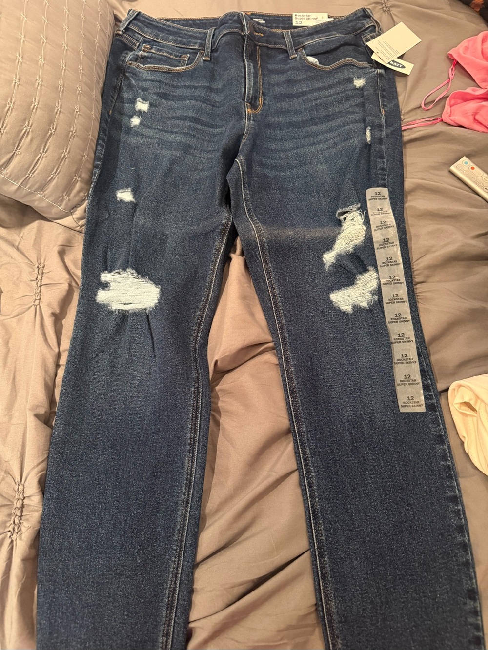 Old Navy Dark Blue Distressed Women's Jeans